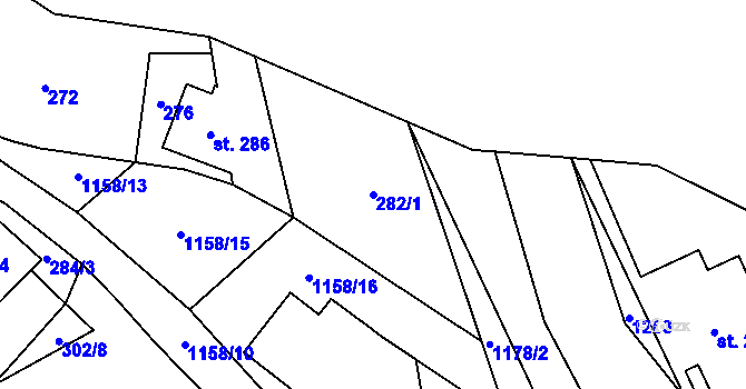 Parcela st. 282/1 v KÚ Cínovec, Katastrální mapa