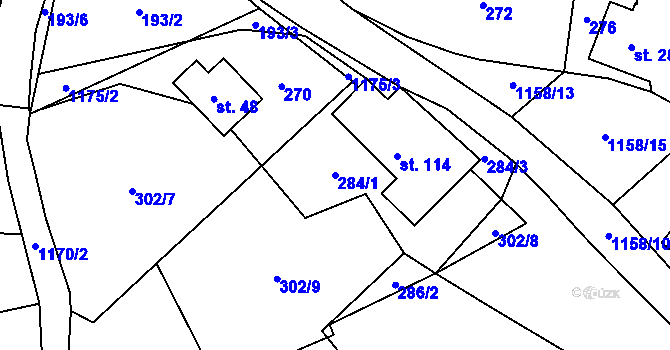 Parcela st. 284/1 v KÚ Cínovec, Katastrální mapa