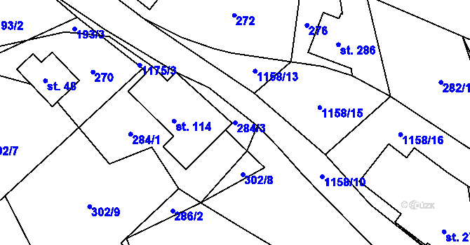 Parcela st. 284/3 v KÚ Cínovec, Katastrální mapa