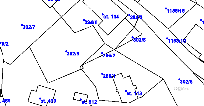 Parcela st. 286/2 v KÚ Cínovec, Katastrální mapa