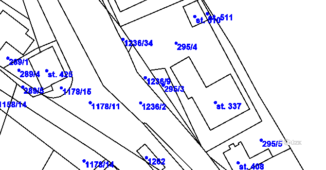 Parcela st. 295/3 v KÚ Cínovec, Katastrální mapa