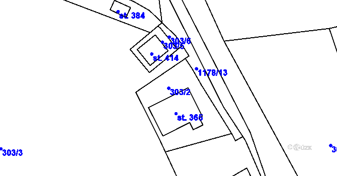 Parcela st. 303/2 v KÚ Cínovec, Katastrální mapa