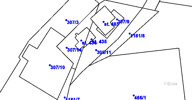 Parcela st. 305/11 v KÚ Cínovec, Katastrální mapa