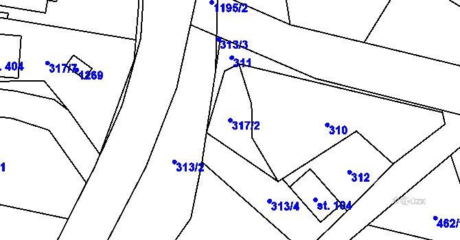 Parcela st. 317/2 v KÚ Cínovec, Katastrální mapa