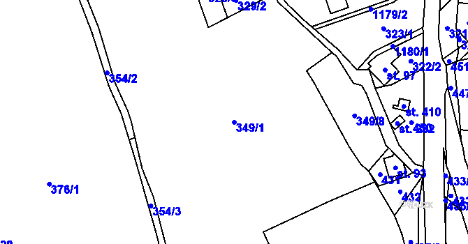 Parcela st. 349/1 v KÚ Cínovec, Katastrální mapa
