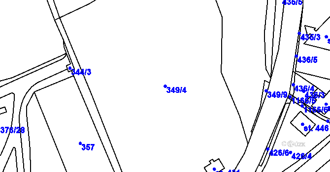 Parcela st. 349/4 v KÚ Cínovec, Katastrální mapa