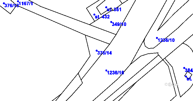 Parcela st. 376/14 v KÚ Cínovec, Katastrální mapa