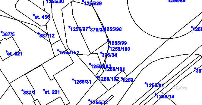 Parcela st. 376/34 v KÚ Cínovec, Katastrální mapa
