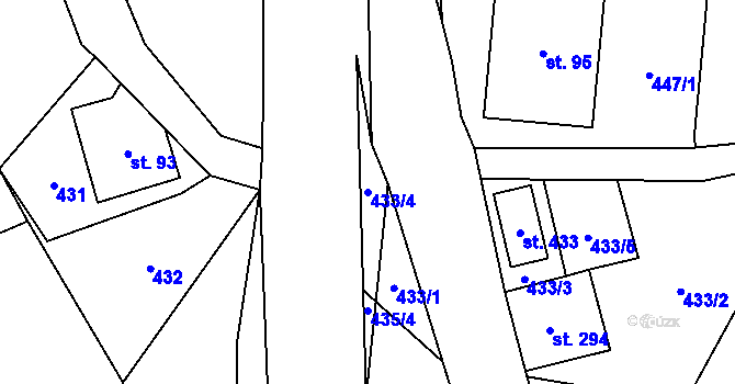 Parcela st. 433/4 v KÚ Cínovec, Katastrální mapa