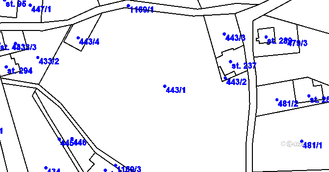 Parcela st. 443/1 v KÚ Cínovec, Katastrální mapa