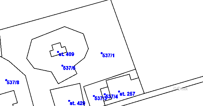 Parcela st. 537/1 v KÚ Cínovec, Katastrální mapa