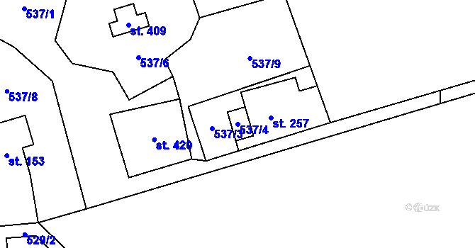 Parcela st. 537/4 v KÚ Cínovec, Katastrální mapa
