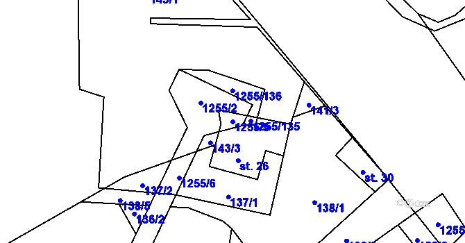 Parcela st. 1255/5 v KÚ Cínovec, Katastrální mapa