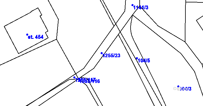Parcela st. 1255/23 v KÚ Cínovec, Katastrální mapa