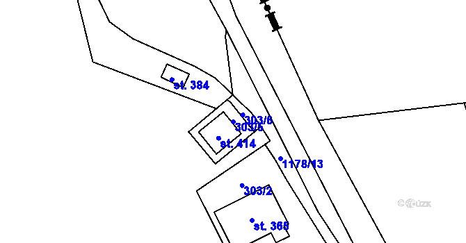 Parcela st. 303/5 v KÚ Cínovec, Katastrální mapa