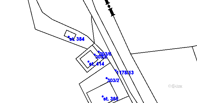 Parcela st. 303/6 v KÚ Cínovec, Katastrální mapa