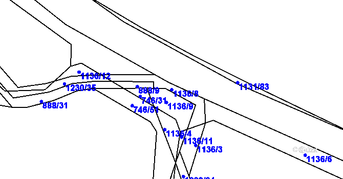 Parcela st. 1136/8 v KÚ Cínovec, Katastrální mapa
