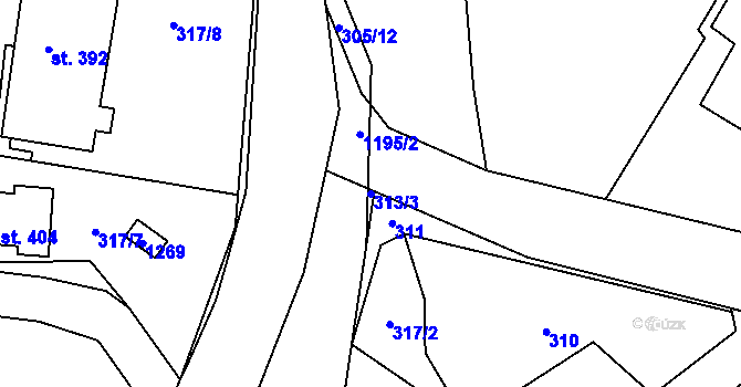 Parcela st. 313/3 v KÚ Cínovec, Katastrální mapa