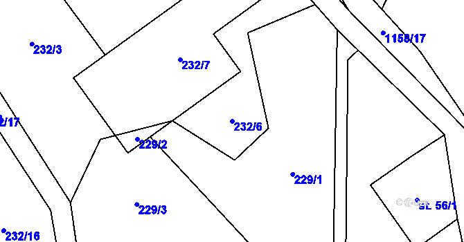 Parcela st. 232/6 v KÚ Cínovec, Katastrální mapa
