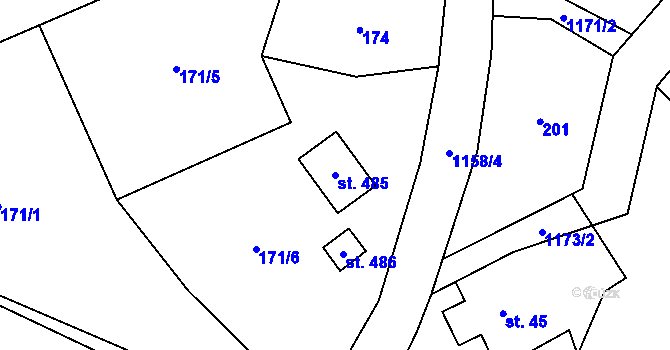 Parcela st. 485 v KÚ Cínovec, Katastrální mapa