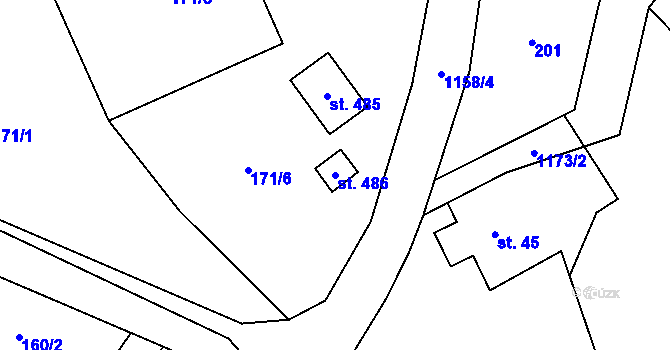 Parcela st. 486 v KÚ Cínovec, Katastrální mapa