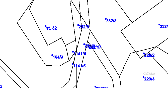Parcela st. 232/8 v KÚ Cínovec, Katastrální mapa