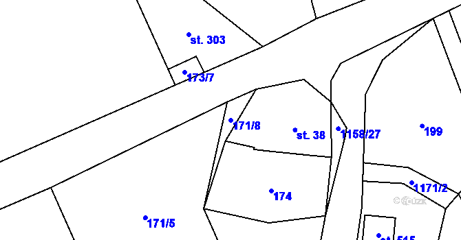 Parcela st. 171/8 v KÚ Cínovec, Katastrální mapa