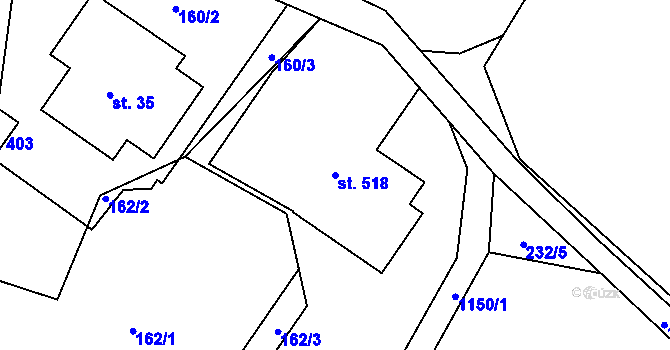 Parcela st. 518 v KÚ Cínovec, Katastrální mapa