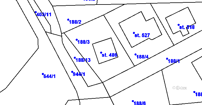 Parcela st. 486 v KÚ Církvice u Kutné Hory, Katastrální mapa
