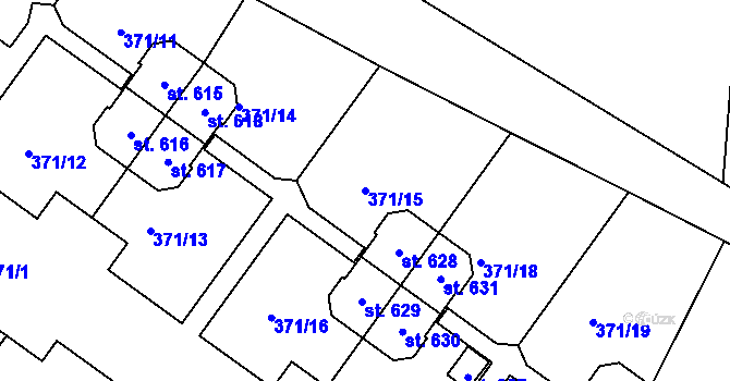 Parcela st. 371/15 v KÚ Církvice u Kutné Hory, Katastrální mapa