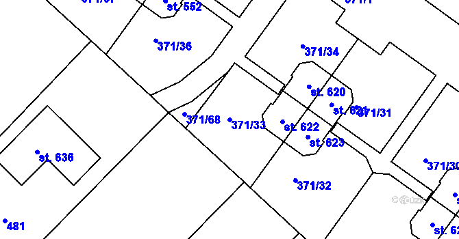 Parcela st. 371/33 v KÚ Církvice u Kutné Hory, Katastrální mapa