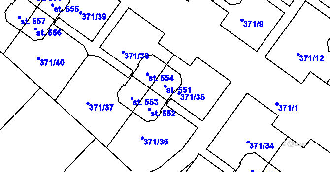 Parcela st. 551 v KÚ Církvice u Kutné Hory, Katastrální mapa