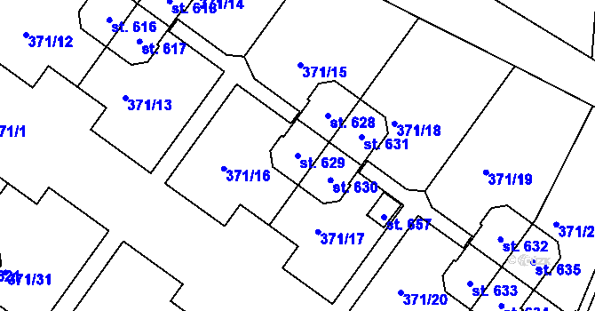 Parcela st. 629 v KÚ Církvice u Kutné Hory, Katastrální mapa