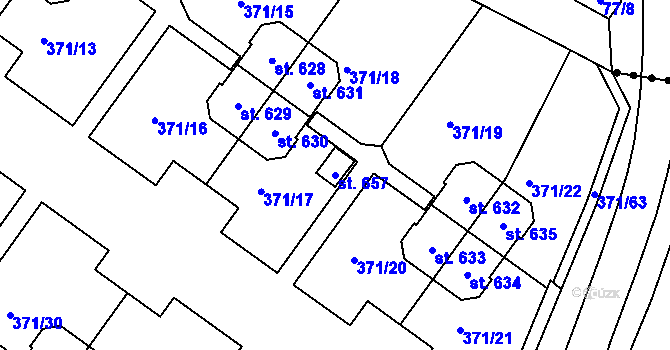 Parcela st. 657 v KÚ Církvice u Kutné Hory, Katastrální mapa