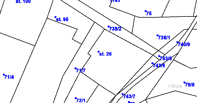 Parcela st. 26 v KÚ Jakub, Katastrální mapa