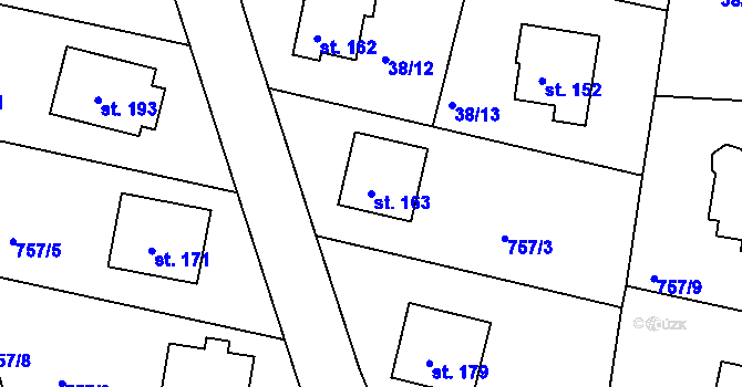 Parcela st. 163 v KÚ Jakub, Katastrální mapa
