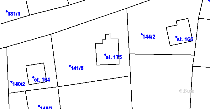 Parcela st. 175 v KÚ Jakub, Katastrální mapa
