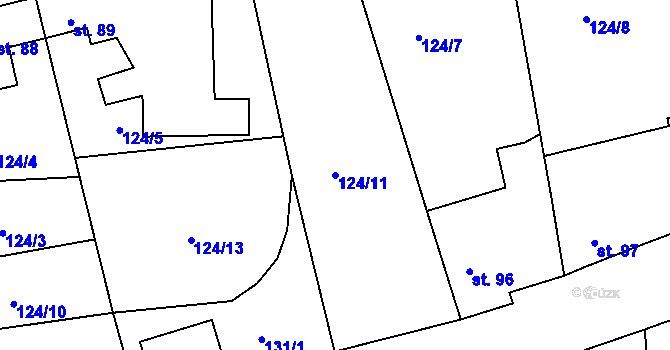 Parcela st. 124/11 v KÚ Jakub, Katastrální mapa