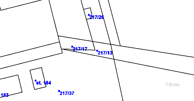 Parcela st. 217/13 v KÚ Jakub, Katastrální mapa