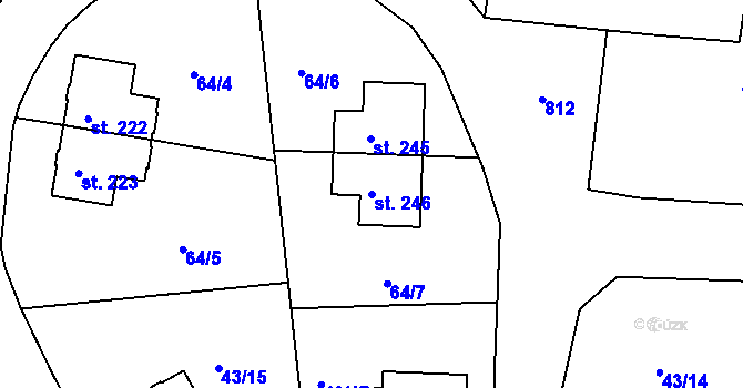 Parcela st. 246 v KÚ Jakub, Katastrální mapa