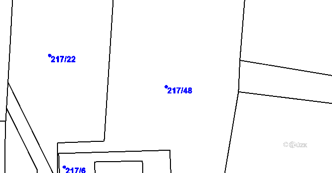 Parcela st. 217/48 v KÚ Jakub, Katastrální mapa