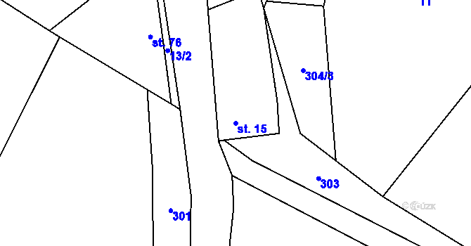 Parcela st. 15 v KÚ Třebešice, Katastrální mapa