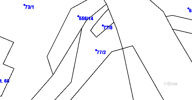 Parcela st. 77/2 v KÚ Třebešice, Katastrální mapa