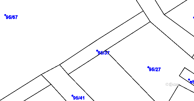 Parcela st. 95/37 v KÚ Třebešice, Katastrální mapa