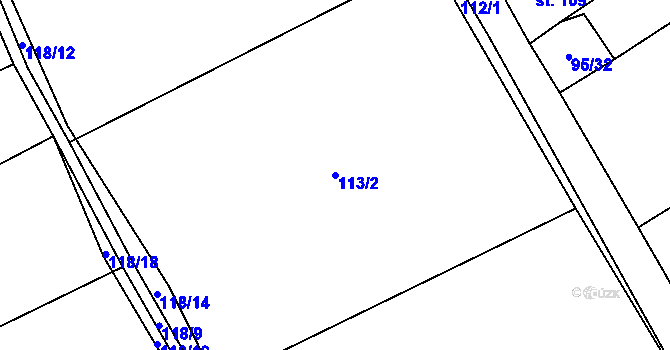 Parcela st. 113/2 v KÚ Třebešice, Katastrální mapa