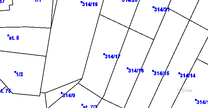 Parcela st. 314/17 v KÚ Třebešice, Katastrální mapa