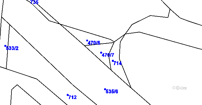 Parcela st. 470/7 v KÚ Třebešice, Katastrální mapa