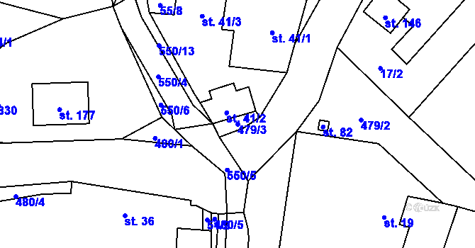 Parcela st. 479/3 v KÚ Třebešice, Katastrální mapa