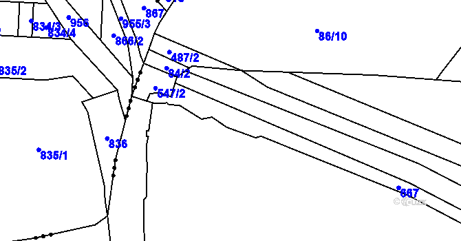 Parcela st. 547/1 v KÚ Třebešice, Katastrální mapa