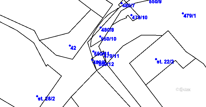 Parcela st. 479/11 v KÚ Třebešice, Katastrální mapa
